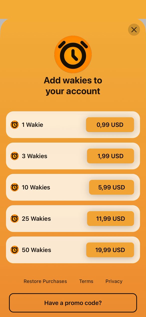 Add Wakies: token pack prices